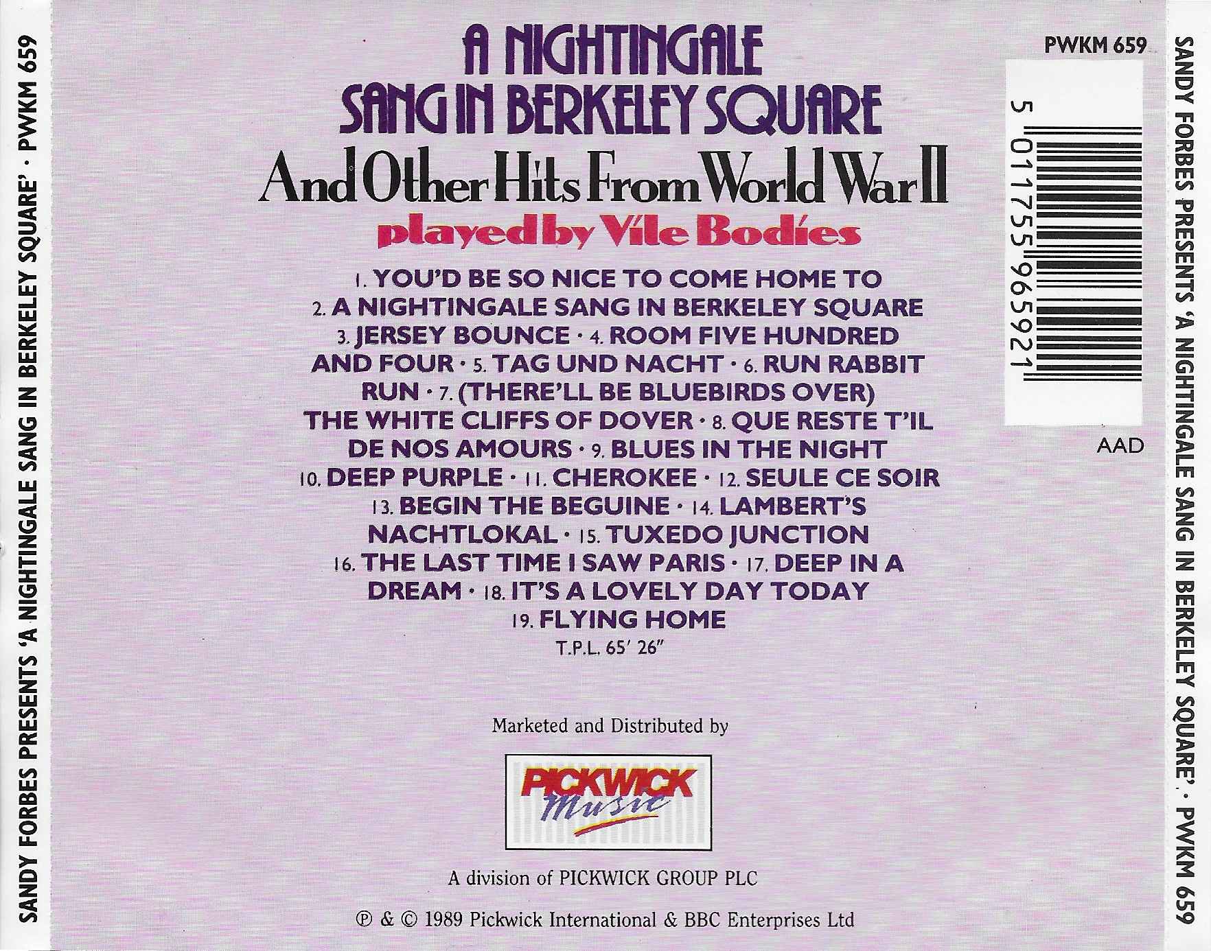 Picture of PWKS 659 Nightingale sang Berkeley Square and other hits from World War II by artist Vile Bodies from the BBC records and Tapes library